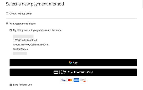 Saving a Card at Checkout